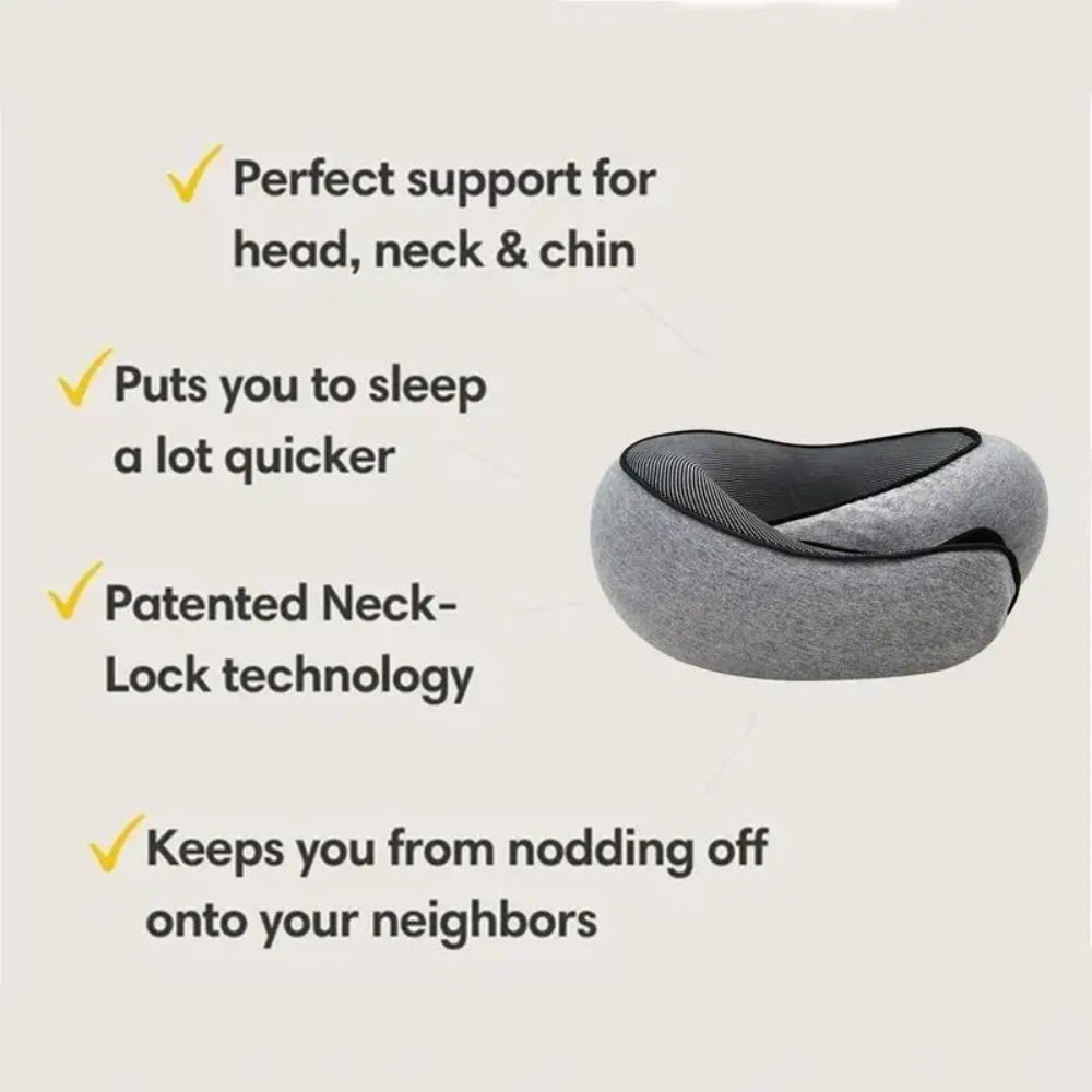 Ultra-Comfortable Snail-Style Memory Foam Travel Neck Pillow – Adjustable, Portable Support for Naps & Breaks