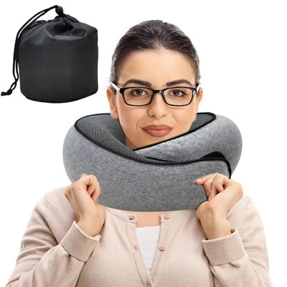 Ultra-Comfortable Snail-Style Memory Foam Travel Neck Pillow – Adjustable, Portable Support for Naps & Breaks