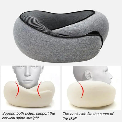 Ultra-Comfortable Snail-Style Memory Foam Travel Neck Pillow – Adjustable, Portable Support for Naps & Breaks